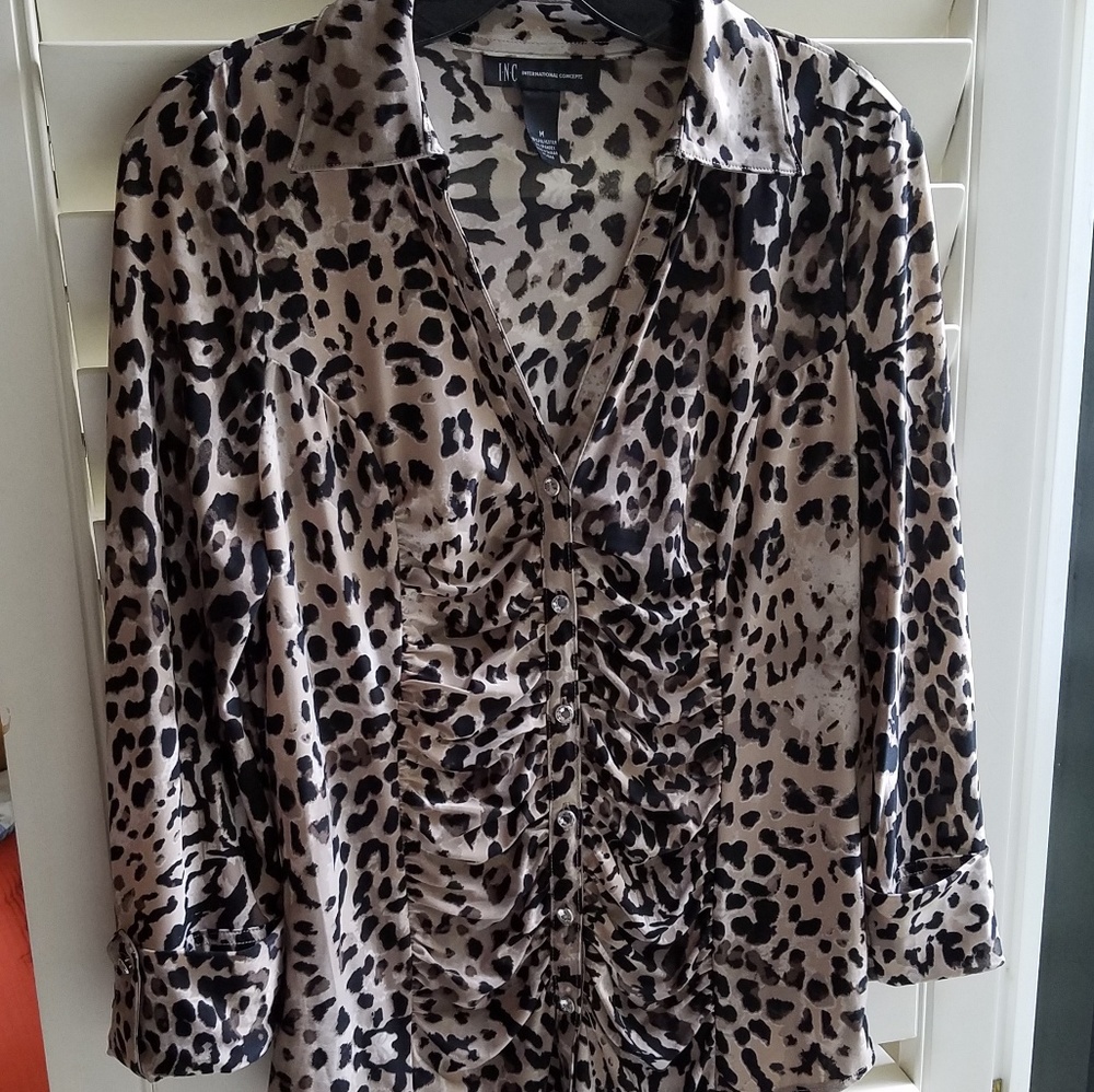 INC animal print blouse